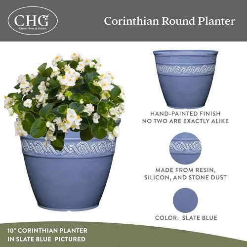 GROWSCAPE Corinthian Round Planter Pot w/Drainage Holes, 8" Desert Tan