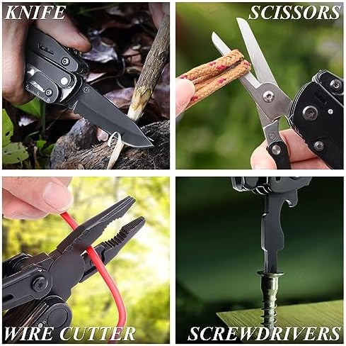 RoverTac 18-in-1 Multitool Pocket Knife with Pliers, Saw, Corkscrew & Detachable Scissors, Multi Tool with Safety Lock, 9 Screwdriver Bits