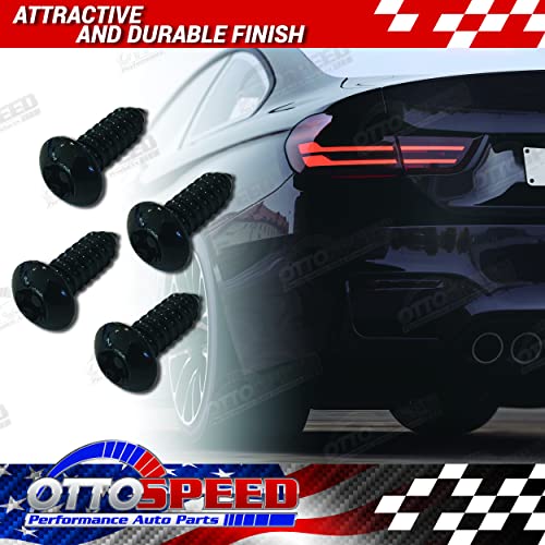 OttoSpeed Anti-Theft Security Screws for License Plate - Rustproof Fastener with Theft-Proof Black Stainless Steel Screws, Nylon Screw Inserts