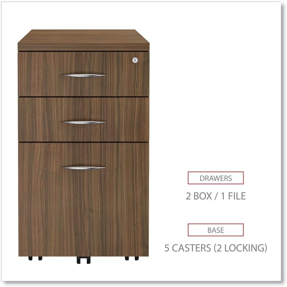 Alera Alera Valencia Series Mobile Pedestal File, Left/Right, 3-Drawer: Box/Box/File, Legal/Letter, Walnut, 15.88 X 20.5 X 28.38