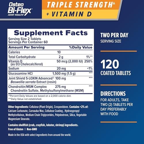 Osteo Bi-Flex Triple Strength Glucosamine Chondroitin Supplement | With Vitamin D, Improve Joint Function, Support Bone Health, 80 Coated Tablets