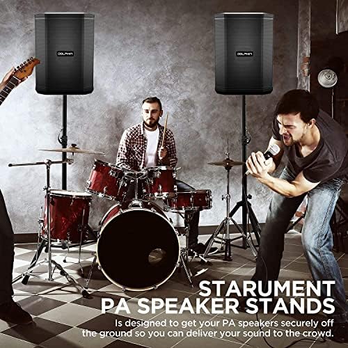Dolphin SP-2120RBT Dual 12" Party Speaker with Stand Bundle – High-Power Bluetooth Speaker with Sound-Activated Lights & Adjustable ST-200 Stand