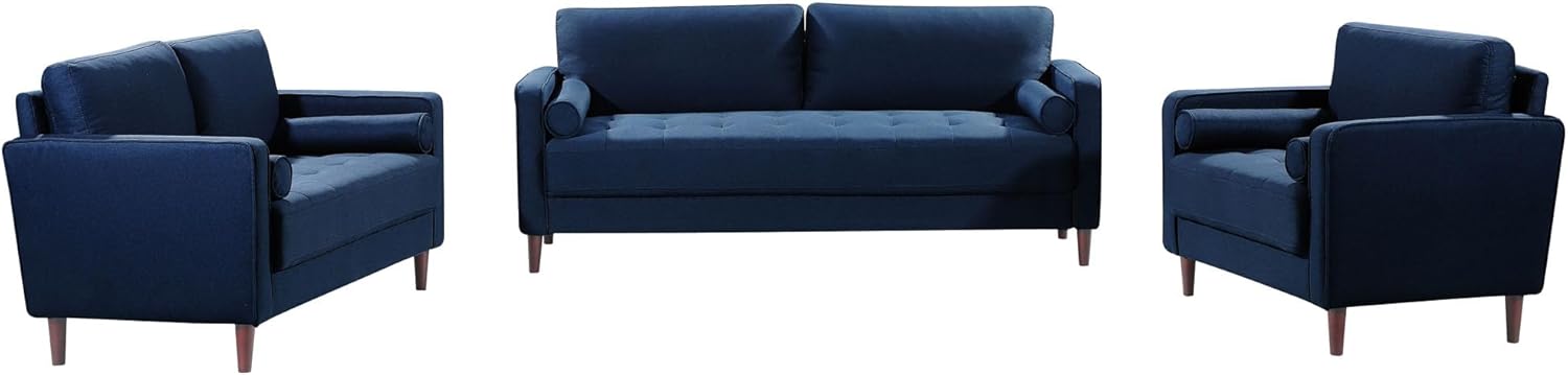 Studio Living® Lexington 39.4" Arm Chair, Mid-Century Modern, Pocket Coil Comfort, Easy Assembly, Woven Fabric, Navy Blue