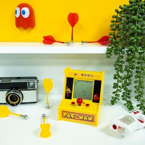 Pac-Man Desktop Arcade – Retro Mini Arcade Game with Classic 8-Bit Gameplay, LCD Screen, Joystick Controls, Battery-Powered