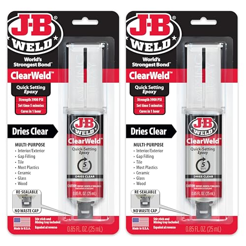 J-B Weld 50112 ClearWeld 5 Minute Set Epoxy Syringe - Clear - 25 ml, 25ml