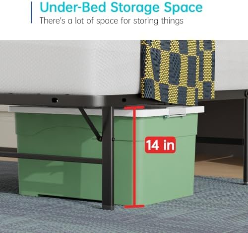 BestMassage | Twin Bed Frame | Metal | Heavy Duty Steel Slats with 6 Legs | Foldable | Sturdy, No Box Spring Needed | Easy to Assemble with Under-Bed Storage | Furniture for Home, Dorms