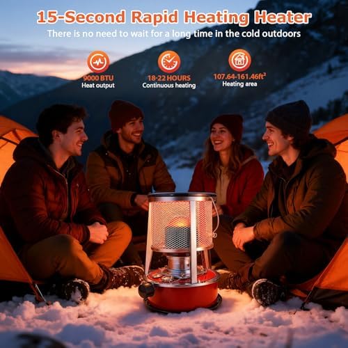 Kerosene Heater for Indoor/Outdoor Use, Non-Electric Camping Stove & Heater, 9000BTU Portable Kerosene Heaters for Camping, Garage