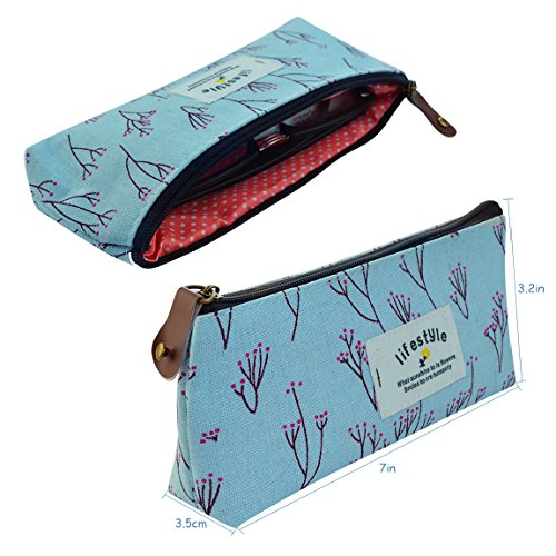 Countryside Flower Floral Pencil Pen Case Cosmetic Makeup Bag Set of 3 by Miayon