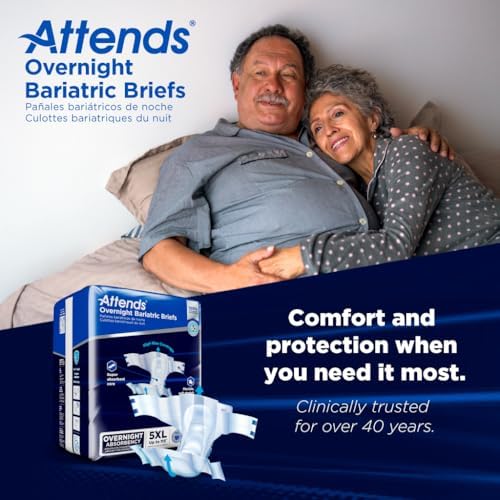 Attends Bariatric Incontinence Disposable Briefs, XX-Large, 63"-70" Waist with Tab Closures, Ultimate Absorbency, Dry-Lock Containment Core and ConfidenceCuff Leakage Protection, 2XL 48ct Case