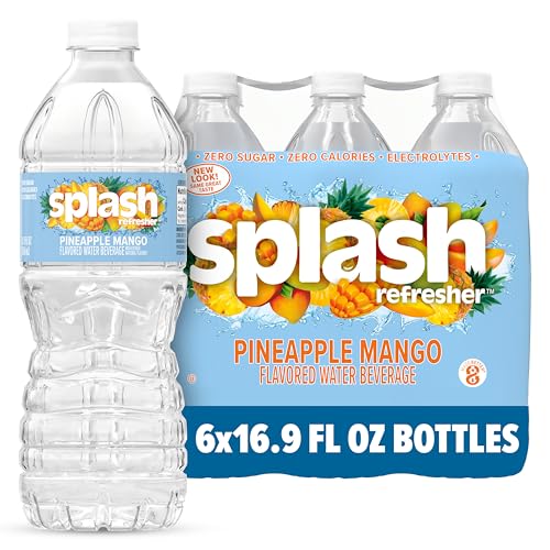 SPLASH REFRESHER Flavored Water Bottles, Lemon - 6 Pack | Refreshing Flavored Bottled Water with Electrolytes - Zero Sugar & Zero Calories - 16.9 Fl Oz