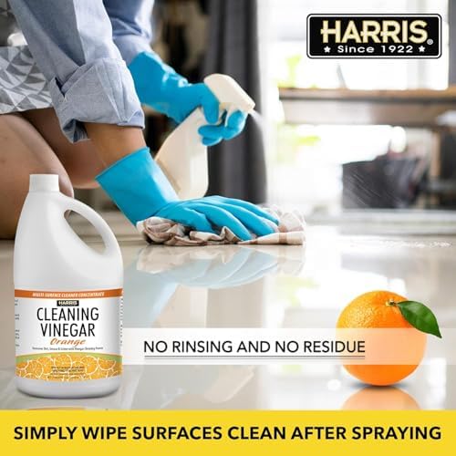 Harris Multi-Purpose Vinegar Household Surface Cleaner, Orange Scent, 128oz, Easy Pour Funnel Included
