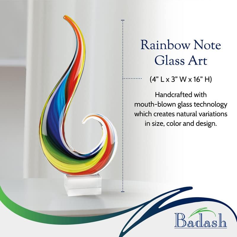 Badash Rainbow Murano-Style Art Glass Sculpture Centerpiece, 18 Inch | Murano-style art glass sculpture for tabletop decor, living rooms, offices, shelves, console tables and gifts