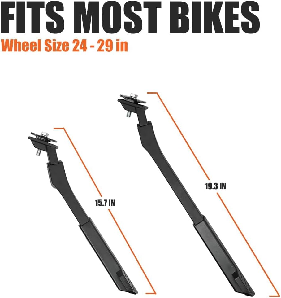 BV Bicycle Kickstand for 24”-28” - Adjustable Bikes Kickstand for Adult Bike with Non-Slip Foot & Spring-Loaded Latch for Stable Any-Angle Stance (Silver, Regular Duty)