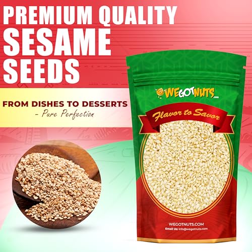 We Got Nuts White Hulled Sesame Seeds 5 Lbs (80oz) Bag | No Preservatives Added, Non-GMO, 100% Natural With No Shell | For Baking, Salad Toppings