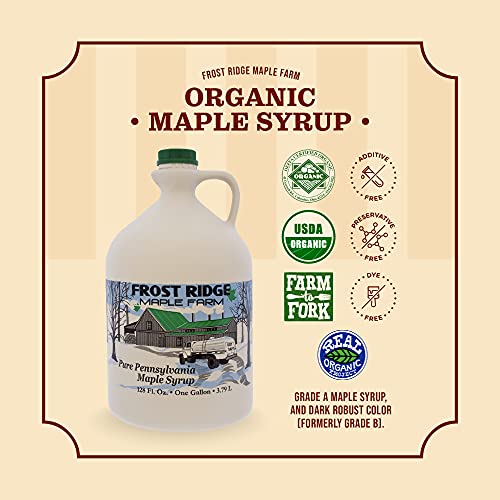 Frost Ridge Maple Farm, Organic Maple Syrup, Grade A, Gallon (128 FL Oz), Dark Robust (formerly Grade B)