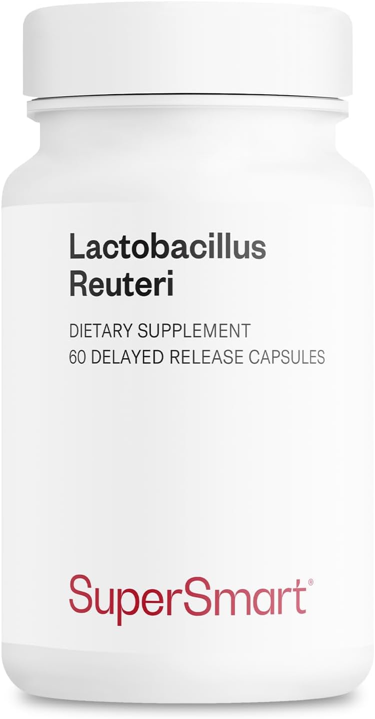Supersmart - Lactobacillus Reuteri 5 Billion CFU per Day - Probiotic Supplement | Non-GMO & Gluten Free - 60 DR Capsules | 5 billion UFC per day