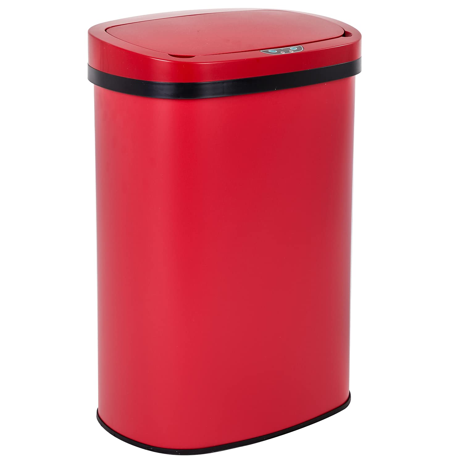 BestOffice | 13 Gallon Stainless Steel Trash Can with Lid | Steel | Automatic Touchless Garbage Can | Odor Control | Modern Oval Design | Easy to Clean | For Kitchen, Bathroom, Office or Home