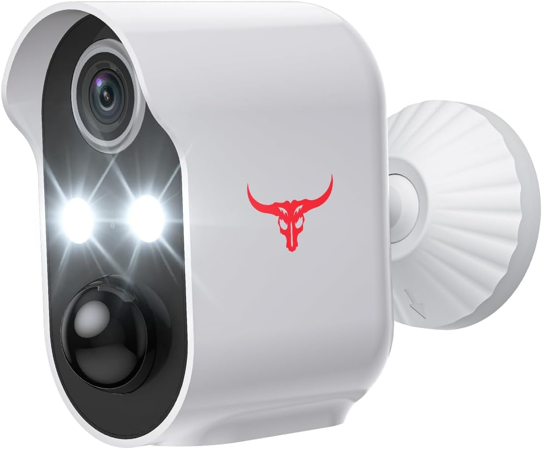1080P Wireless Security Camera Outdoor, Battery Powered, AI Human Detection, Color Night Vision, 2-Way Audio, IP65 Waterproof, 2.4G Wi-Fi, Cloud Storage (2 Spotlights)