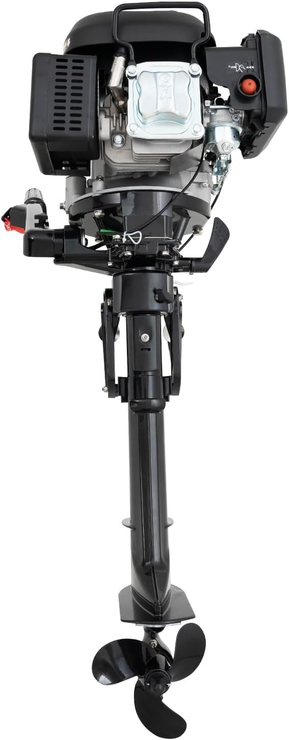 Outboard Boat Motor Air Cooled Gas Outboard Engine 360° Steering Pull Start Saltwater Outboard Boat Motor Fishing Boat Engine