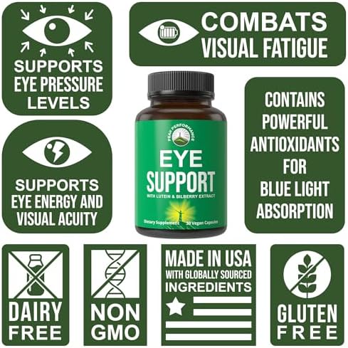 Eye Support Supplements | Macular Degeneration Vitamins with Astaxanthin | Lutein, Zeaxanthin, Carotenoids, Bilberry Extract | Capsules for Aging Eyes