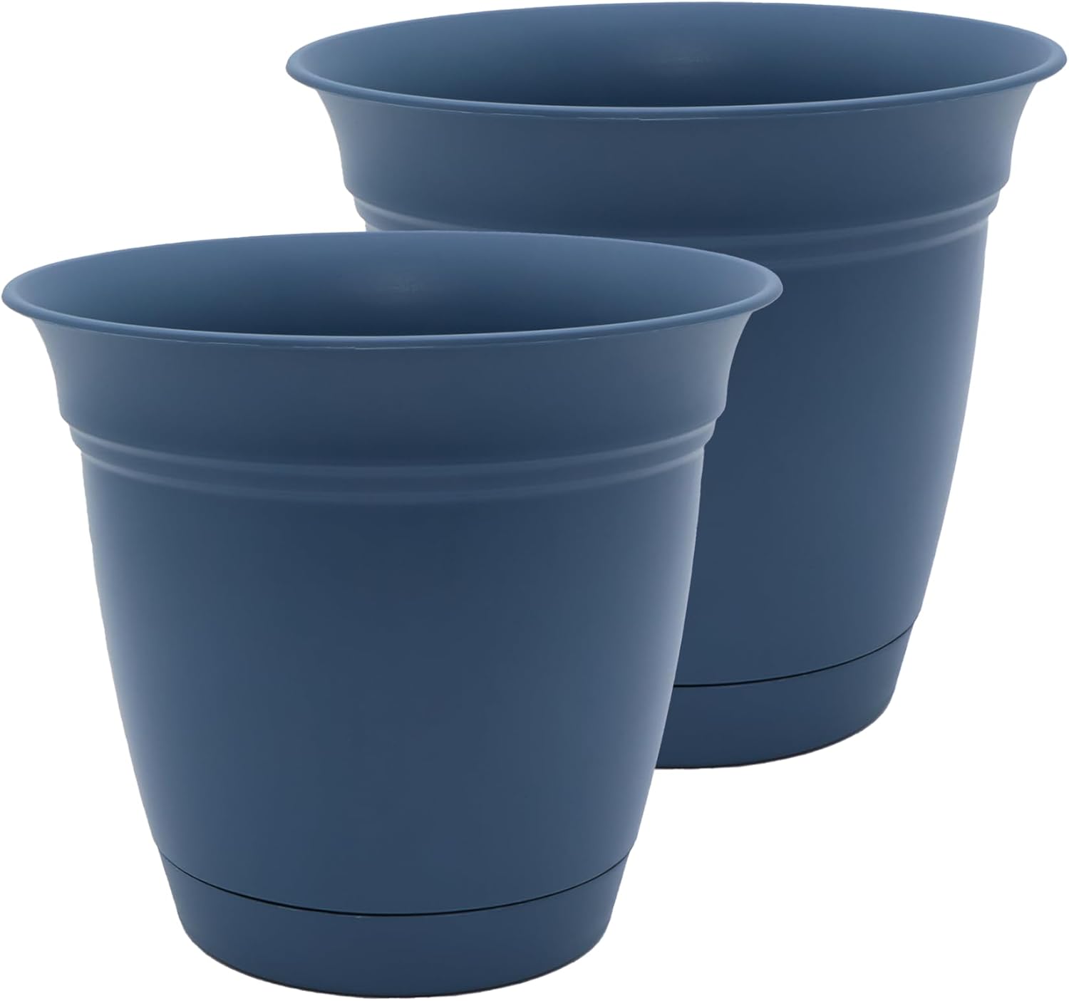 The HC Companies Eclipse Round Planter with Saucer - Outdoor & Indoor Plant Pot with Drainage Holes - Lightweight