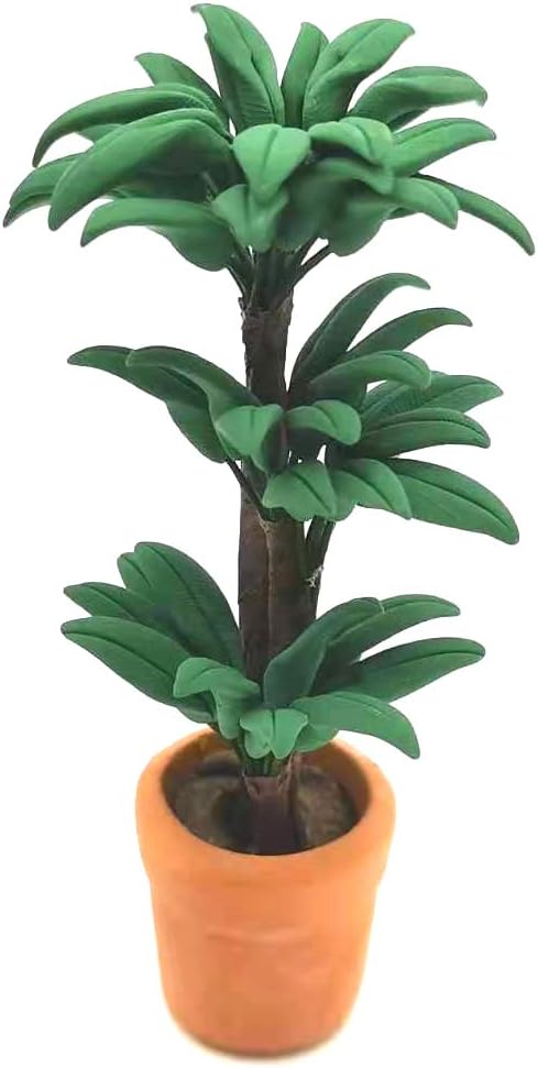 Dollhouse Decoration Accessories, 1:12 Toy House Miniature Scene Model Potted Green Plant Posing Fortune Tree Pretend Toys