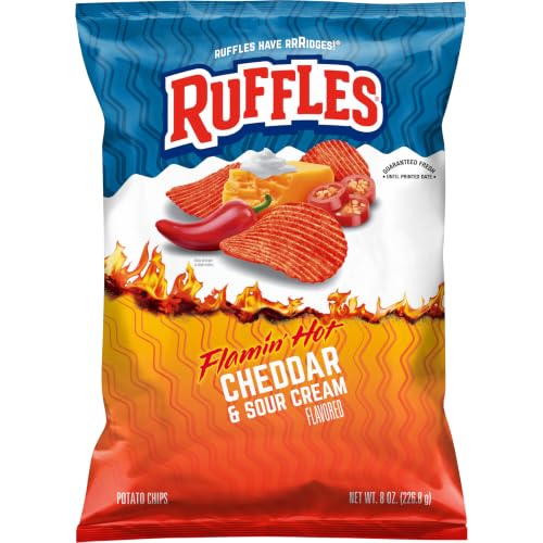 Ruffles Potato Chips, Queso, Cheddar Cheese, 8 Ounce