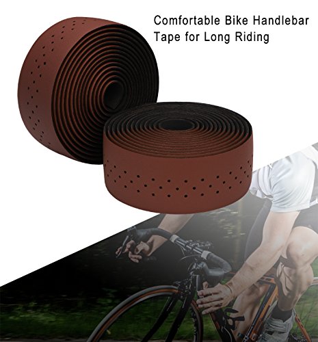 TOPCABIN® Camouflage Series Comfort Gel Road Bike Handlebar Tape Bike Bar Tape with Reflective Bar Plugs (Dark Brown(PU a Pair))