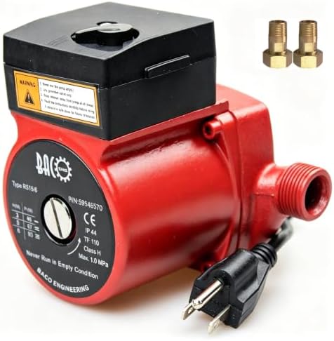 BACOENG Hot Water Recirculating Pump, Stainless Steel Head, Circulation Pump NPT 3/4", 3-Speed Control, Circulating Pump for Water Heater System