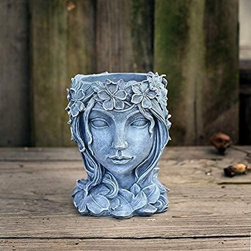 Head Planter Face Flower Pot Goddess Statue Planter Girl Portrait Container