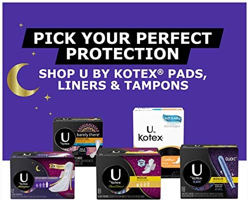 U by Kotex AllNighter Ultra Thin Overnight Pads with Wings, Unscented, 28 Count