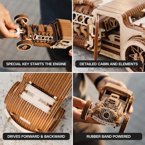 Wood Trick Hot Rod Car 3D Wooden Puzzles for Adults to Build