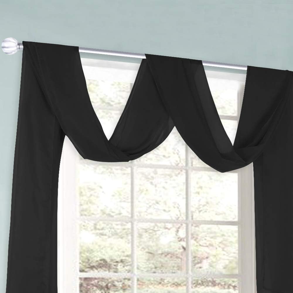 HUTO Light Pink Sheer Window Scarf Valances for Girls Room Sheer Soft Voile Curtain Scarves for Wedding Party 216 Extra Long