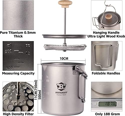 Bestargot Titanium Pot 750ml, Coffee French Press