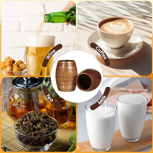 IUAQDP 2 Pieces Novelty Wood Barrel Shaped Wooden Drinking Beer Tea Cup Home Decor New Camping Cup Wood Coffee Mugs
