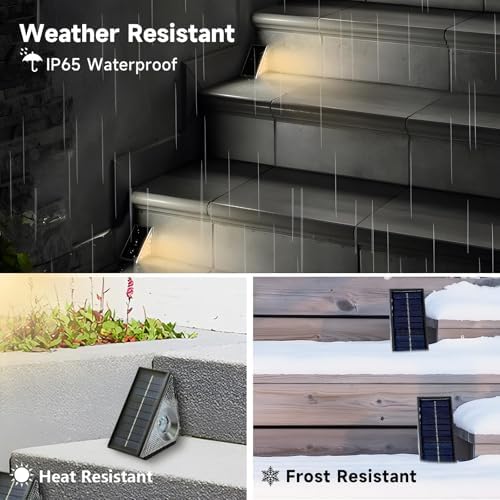 Solar Deck Lights Outdoor - 8 Pack Solar Step Light CIYOYO Waterproof Fence Lights for Patio Stairs Post Pathway Porch Driveway Yard Garden Decor