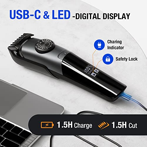 SUPRENT Beard Trimmer for Men Waterproof- IPX7 Professional Mustache Trimmer- 39 Built-in Adjustable Precise Lengths- Cordless USB C Rechargeable &