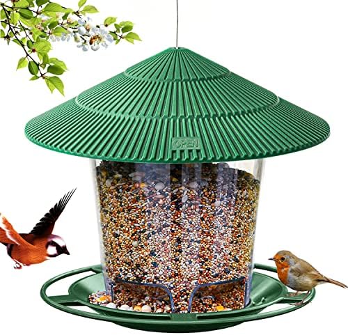 Hanizi Bird Feeder Outdoor Hanging for Wild Bird Seed, Brown