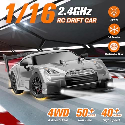 RC Drift Car, 1:16 Scale Drifting RC Cars 2.4GHz 4WD 40km/h | RC Race Car, High-Speed Remote Control Drift Car Vehicle, Racing Sport Toy Gift for Boys Girls Kids(Purple)