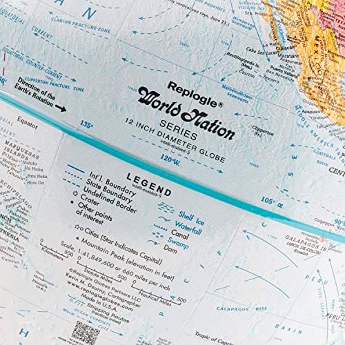 Replogle Globe - Educational Raised Political Relief & Mountains Ranges, Showcases Ocean Currents with 2023 Country Lines - Perfect for a Classroom