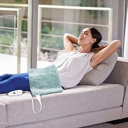 Pure Enrichment PureRelief Deluxe Heating Pad (12" x 24"), Full Body Therapy Pad with 4 InstaHeat Settings, Soft Machine-Washable Microplush Fabric and 2-Hour Auto Safety Shut-Off (Sea Glass)