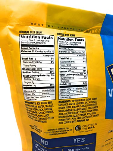Pacific Gold Beef Jerky Original & Teriyaki, 12 Count Per Bag (2 Bags (24 Count))