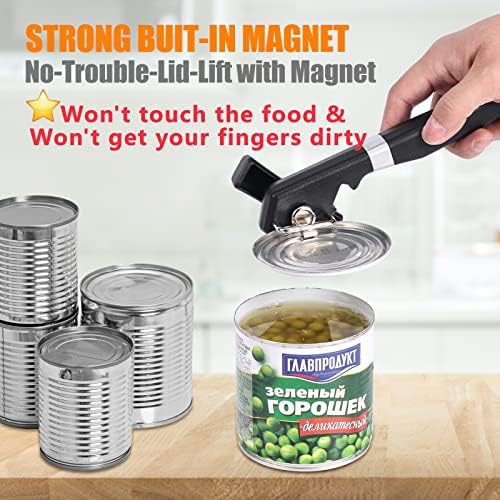 Side Cut Can Opener, Smooth Edge Manual Can Opener, Black