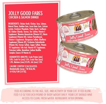 Weruva Wet Cat Food, Jolly Good Fares with Chicken and Salmon Pate, 3oz Can, Pack of 12