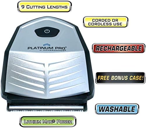 MANGROOMER - PLATINUM PRO New Self-Haircut Kit and Advanced Hair Clippers with Lithium Max Battery, 9 Length Guards and Included Bonus Storage Case