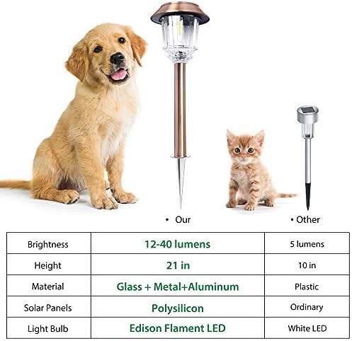 DenicMic Solar Pathway Lights Outdoor Garden Lights Glass Stainless Steel