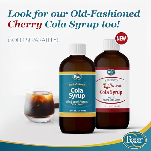 Baar Caffeine-Free Cola Syrup with Pure Cane Sugar, 12 oz | Non-Carbonated Cola Syrup, No High Fructose Corn Syrup, Made with Pure Cane Sugar for Mixing Drinks and Recipes