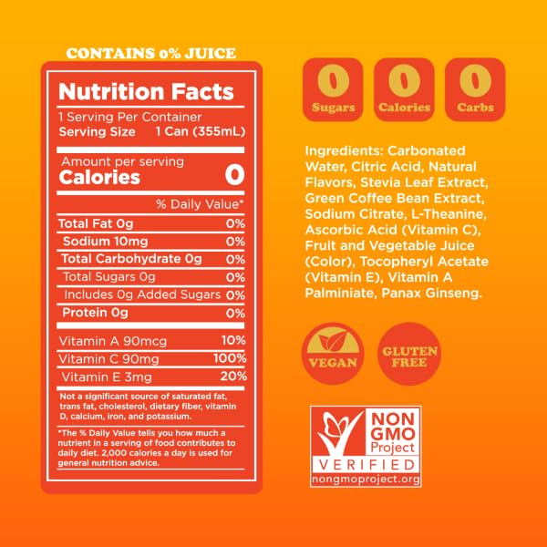 FEEL Variety Pack – Zero Sugar Sparkling Energy Drink – 3 Flavor Assortment, 140mg Plant-Based Caffeine from Green Coffee Beans + L-Theanine – Vitamin C, Vegan, Non-GMO – 12 Pack (12 Fl Oz Cans)