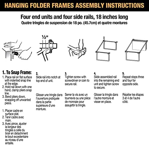 Officemate Hanging File Frame, Letter Size, Adjustable 14 to 18-Inches, 2 Count (Pack of 1),Silver, 91990
