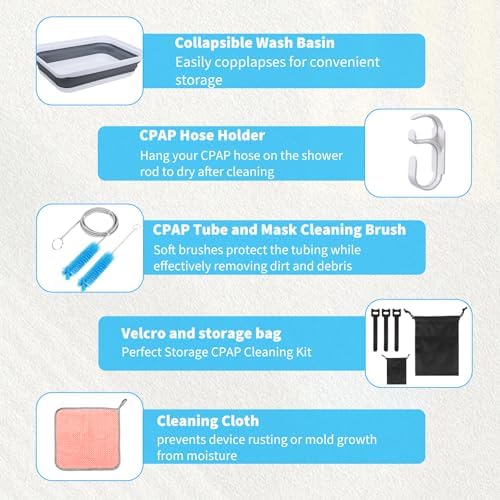 Upgraded CPAP Cleaning Kit, 7 ft Tube CPAP Cleaner Brushes for 15mm, 20mm and 22mm Hoses, CPAP Cleaning Supplies for Hose and Mask